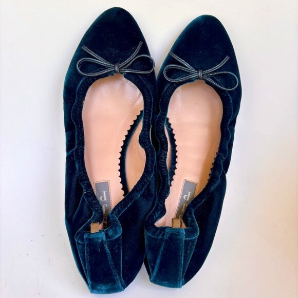 SJP by Sarah Jessica Parker Velvet Flats in Dark Blue - Picture 1 of 2